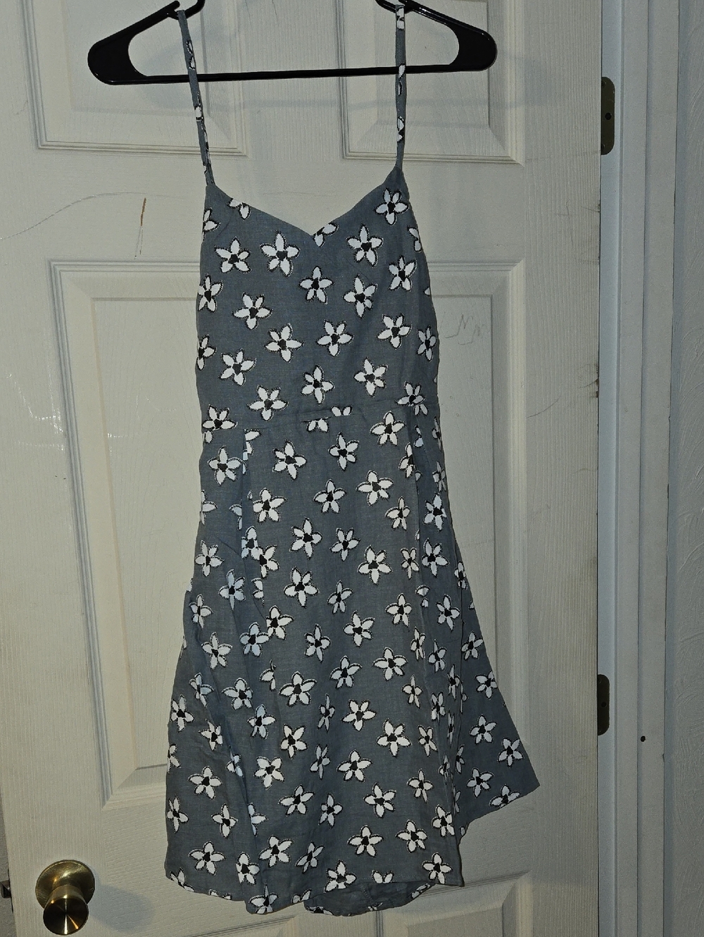 Hayden Light Blue Floral, Spagetti Strap, Double Tie Dress - M